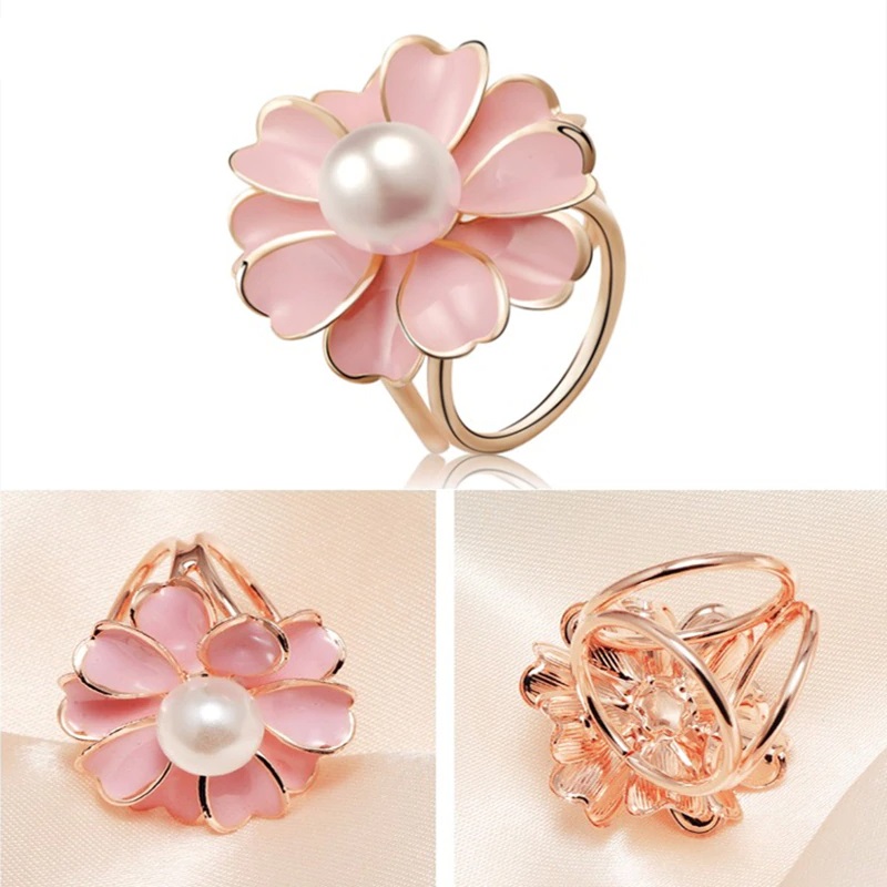 Best Deal Fashion Good Quality Tricyclic Camellias Imitation Pearl Scarf Holder Scarf Brooch Clips Jewelry Gifts