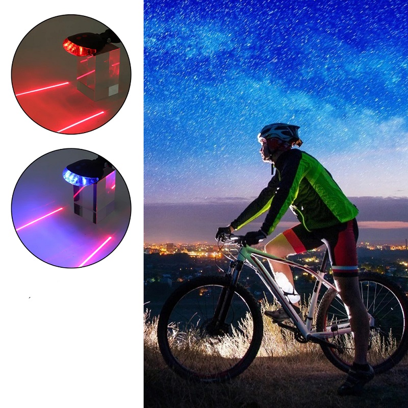 Waterproof Bicycle Light 5LED+2Laser Rear Tail Light for Bicycle