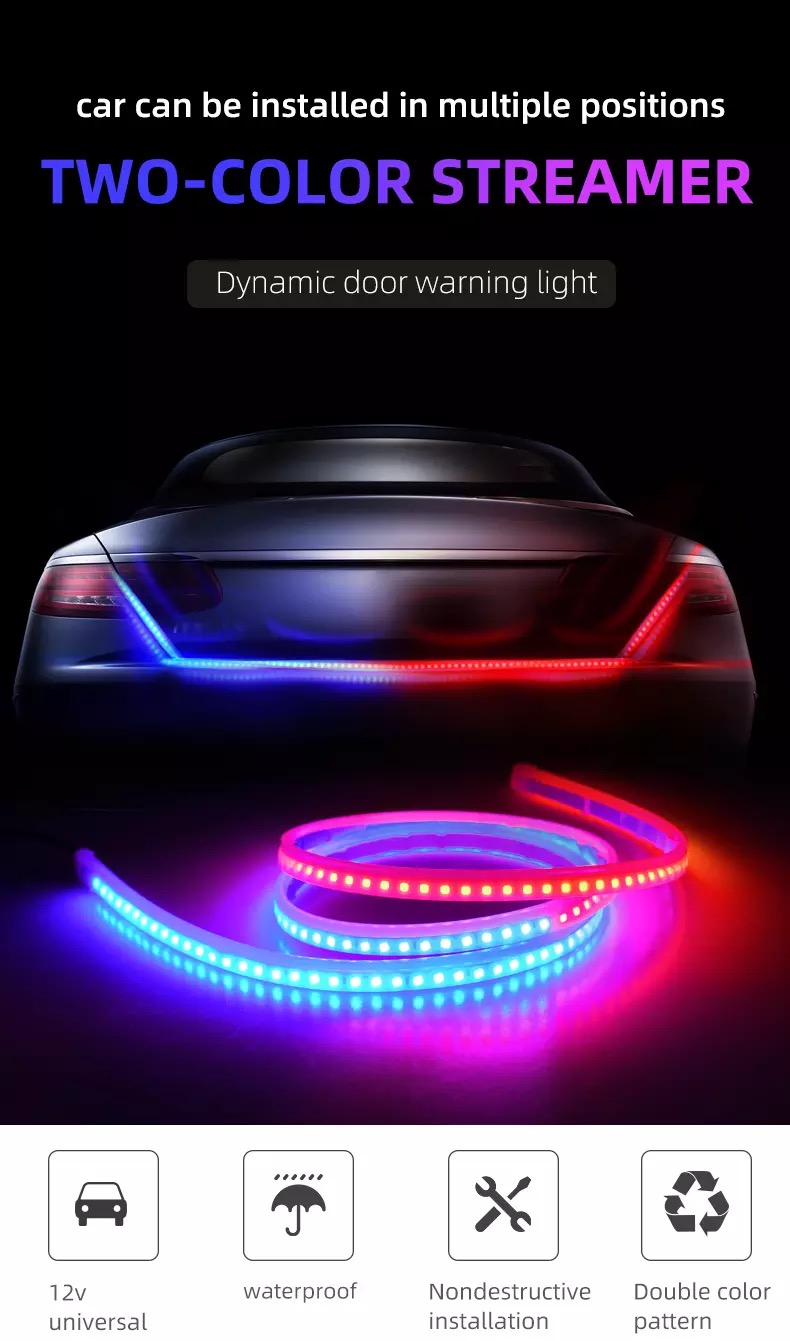 Car Dashboard Police Strip Light Red and Blue Flexible Emergency SOS Strip Light 48 inch