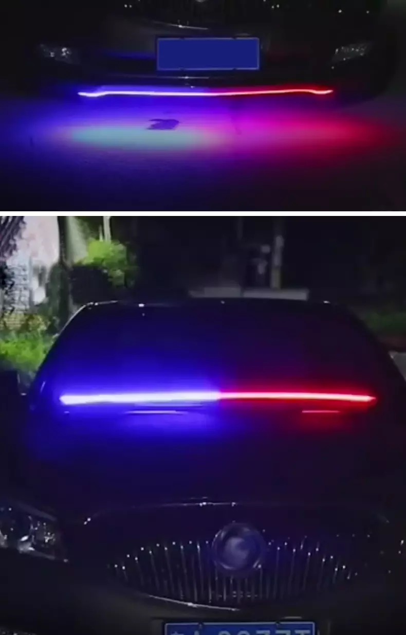 Car Dashboard Police Strip Light Red and Blue Flexible Emergency SOS Strip Light 48 inch