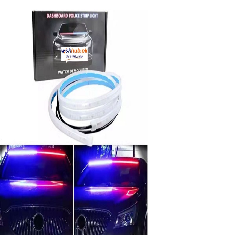 Car Dashboard Police Strip Light Red and Blue Flexible Emergency SOS Strip Light 48 inch