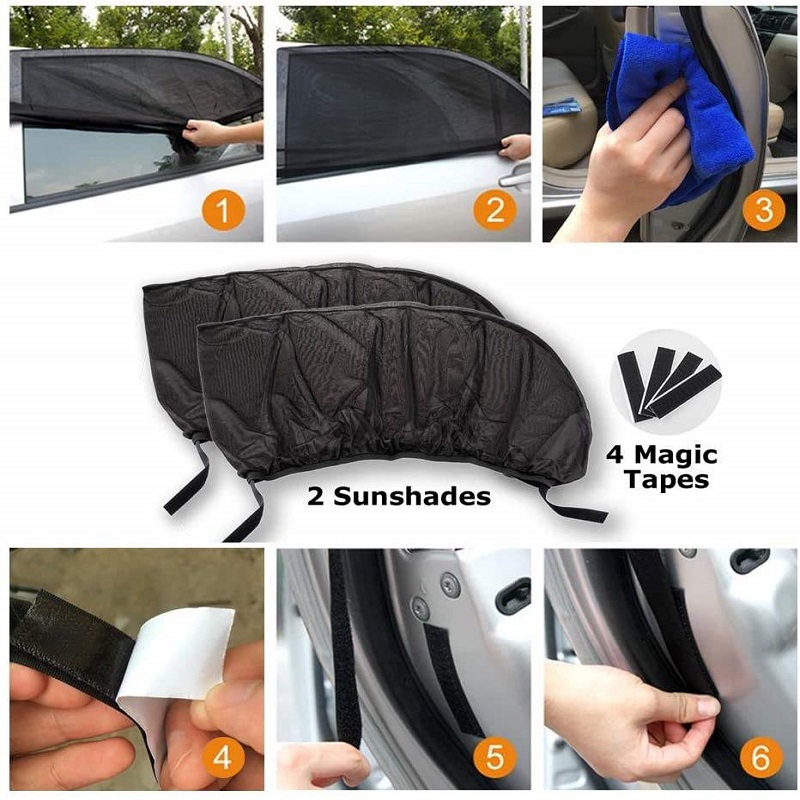 2Pcs Car Side Window Cover Sunshade Sox Socks Curtain Net Solar Shield Sun Shade Mesh Mosquito Dust Protection High Quality
