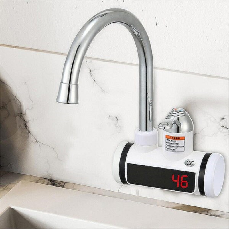 Tankless Electric Water Heater Kitchen Instant Hot Water Tap Temperature Display Faucet Instant Heater 3000W 220V EU Plus