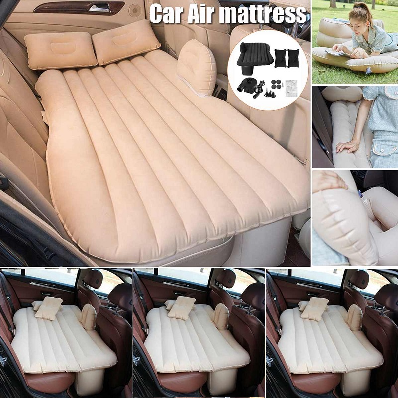 Universal Car Air Mattress Travel Inflatable Car Bed Beige