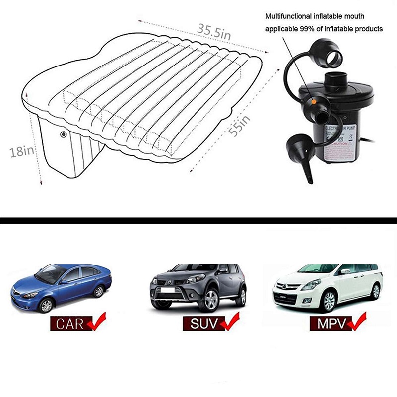 Universal Car Air Mattress Travel Inflatable Car Bed Beige