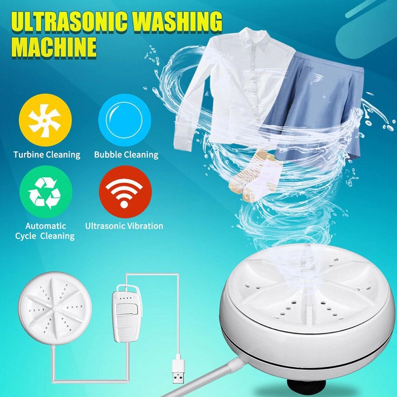 2 in 1 Portable Mini Washing Machine Ultrasonic Washer with USB Cable Convenient for Travel Business Trip