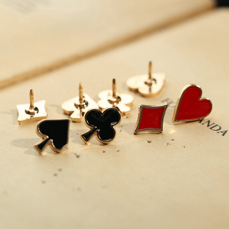 4pcs/Set Novelty Poker Themed Lapel Pin for Women Men Suit Dress Brooch