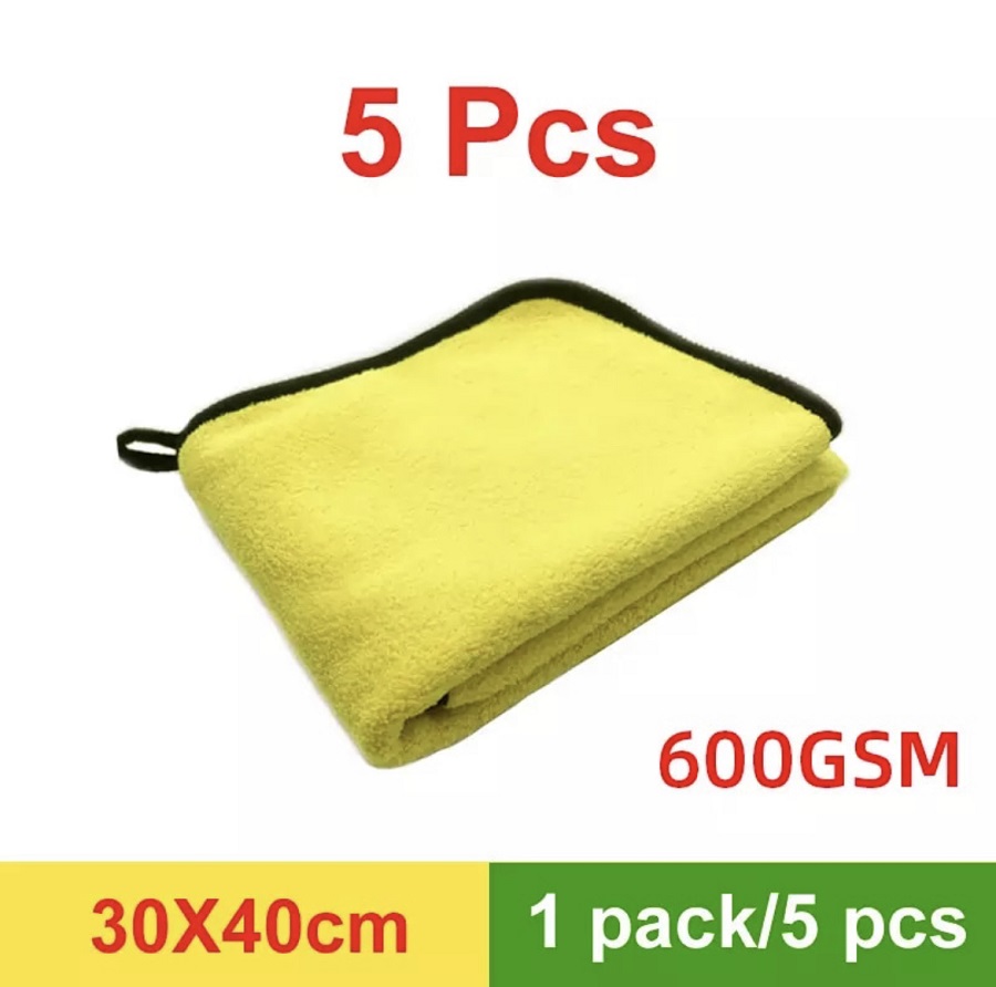 Pack of 5 Car Washing Towel Durable Super Thick Polish Microfiber Car Cleaning Cloth 40x30 Cm / 15.7 x  11.7 Inch (approx)