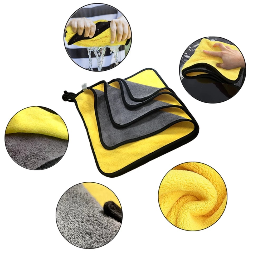 Pack of 5 Car Washing Towel Durable Super Thick Polish Microfiber Car Cleaning Cloth 40x30 Cm / 15.7 x  11.7 Inch (approx)