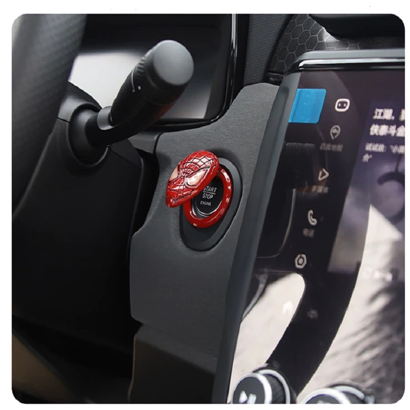 Car Spiderman style start button protective cover ignition switch button