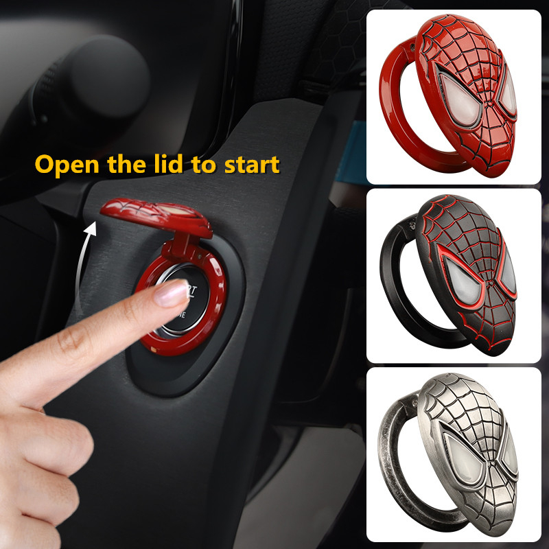 Car Spiderman style start button protective cover ignition switch button decorative