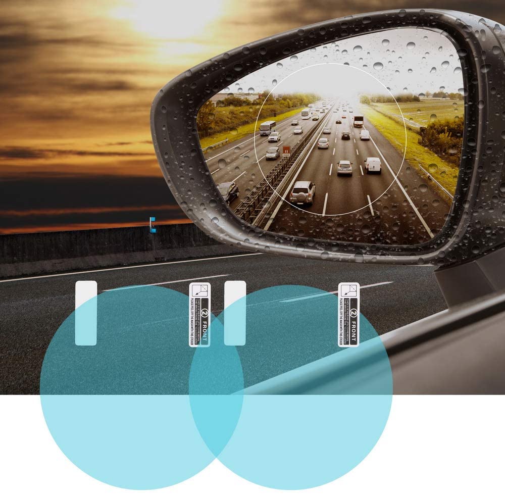 2 Pack Round Car Rearview Mirror Protective Film Waterproof Rainproof Clear Protective Film