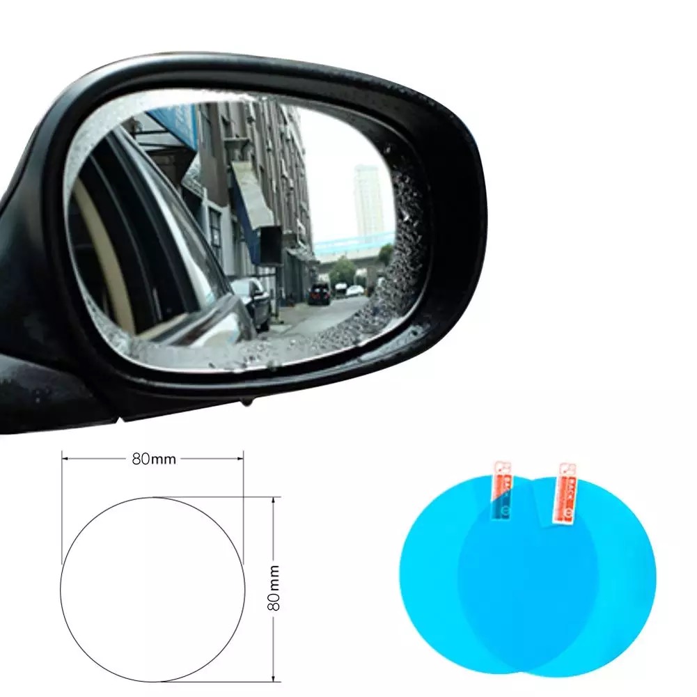 2 Pack Round Car Rearview Mirror Protective Film Waterproof Rainproof Clear Protective Film