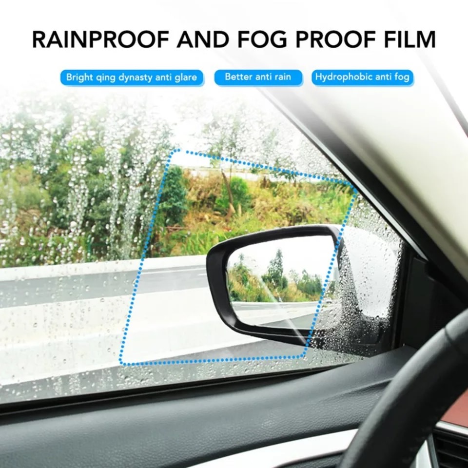 2 Pack Car Mirror Protective Film Waterproof Rainproof Clear Protective Film