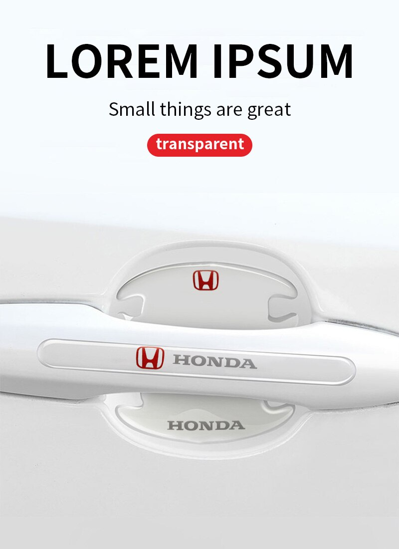 8 Pcs Car Door Handle Door Bowl Protector Transparent Stickers For Honda