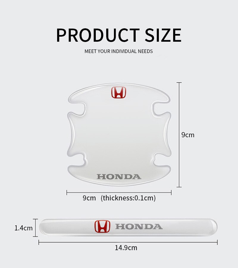 8 Pcs Car Door Handle Door Bowl Protector Transparent Stickers For Honda
