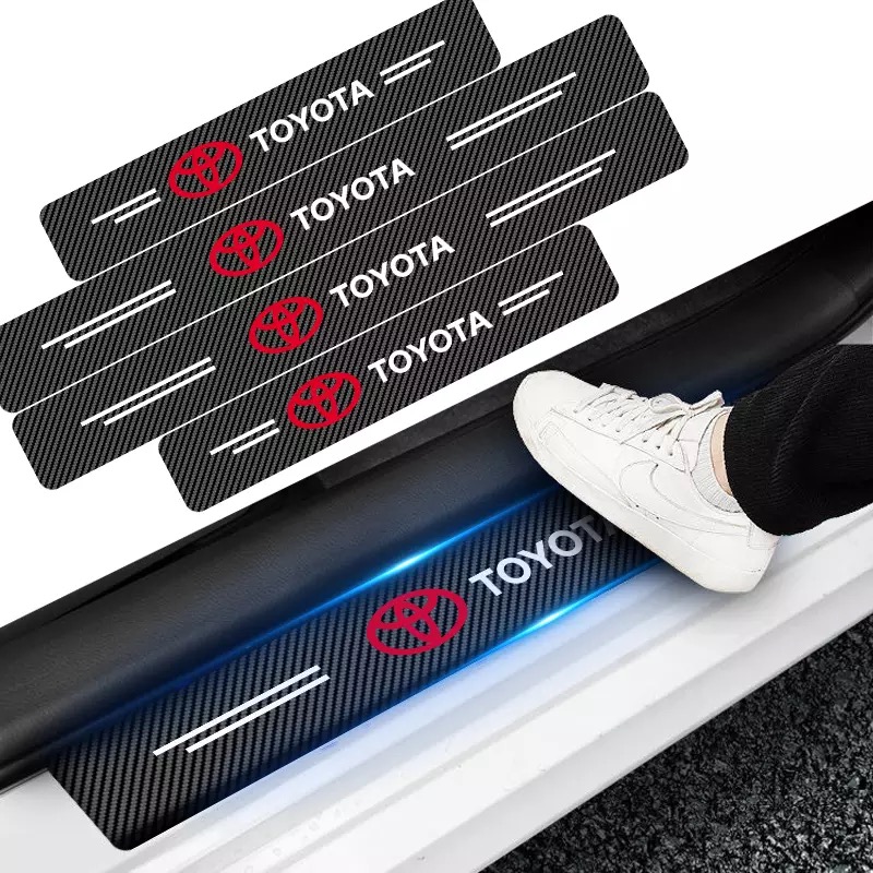 4Pcs Car Door Carbon Fiber Anti Stepping Protection Stickers Toyota
