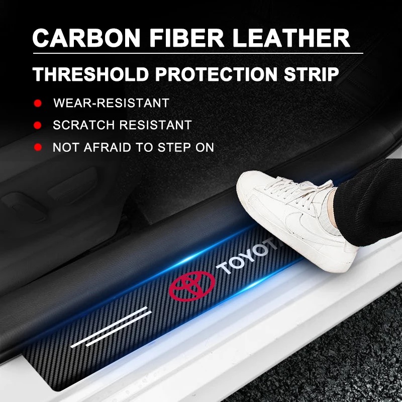 4Pcs Car Door Carbon Fiber Anti Stepping Protection Stickers Toyota