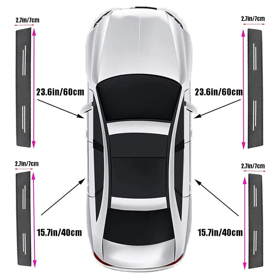 4Pcs Car Door Sill Plate Carbon Fiber Anti Stepping Protection Stickers Hyundai