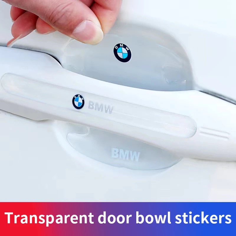 8 Pcs Car Door Handle Door Bowl Protector Transparent Stickers For BMW