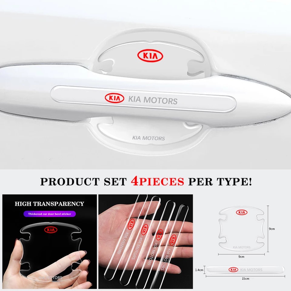 8 Pcs Car Door Handle Door Bowl Protector Transparent Stickers For KIA