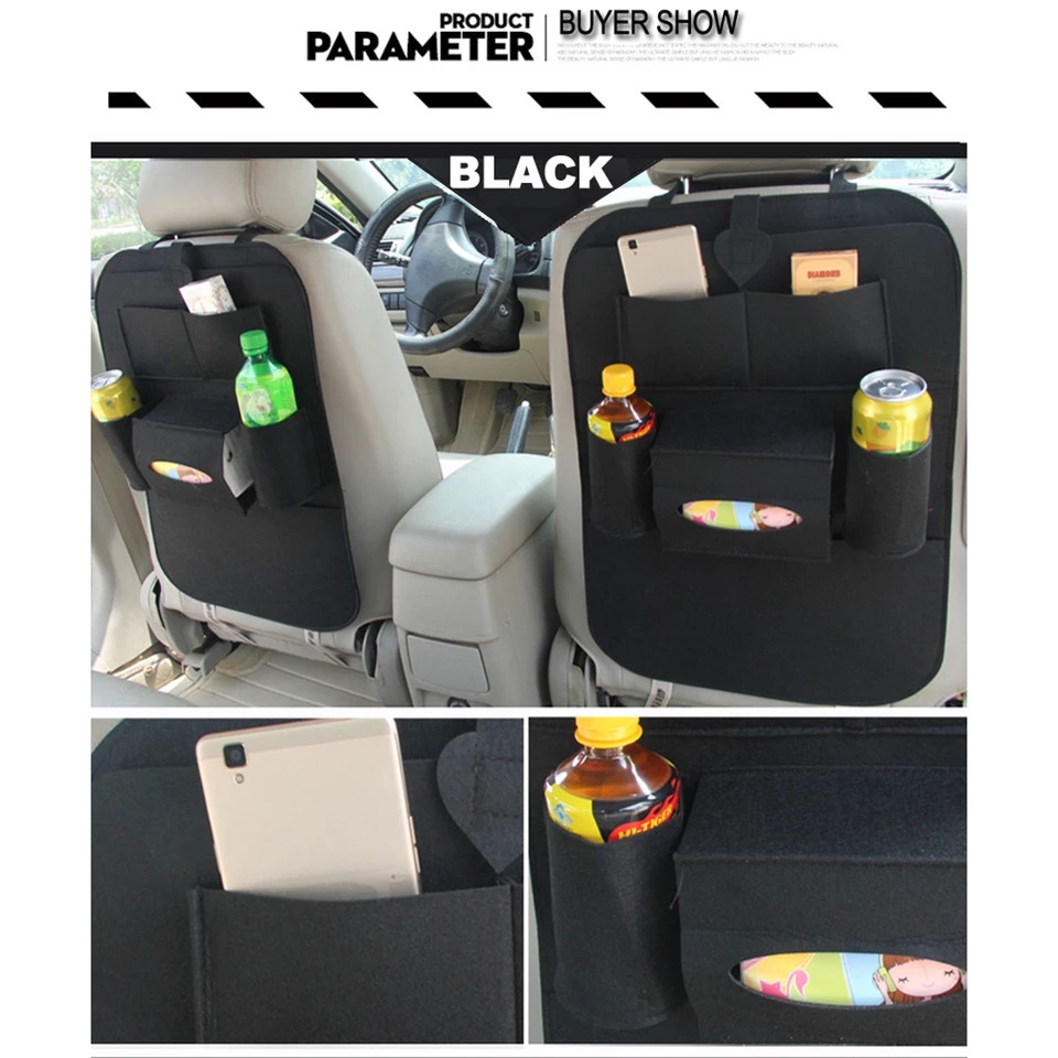 1 PC Car Seat Back Organizer Kids Kick Mats Protectors Black