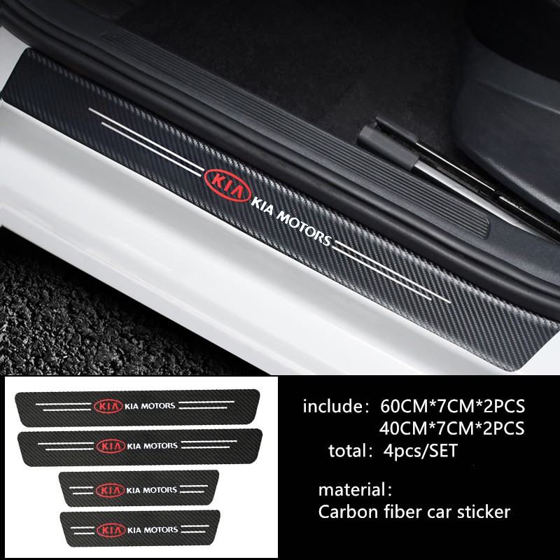 4Pcs Car Door Carbon Fiber Anti Stepping Protection Stickers KIA