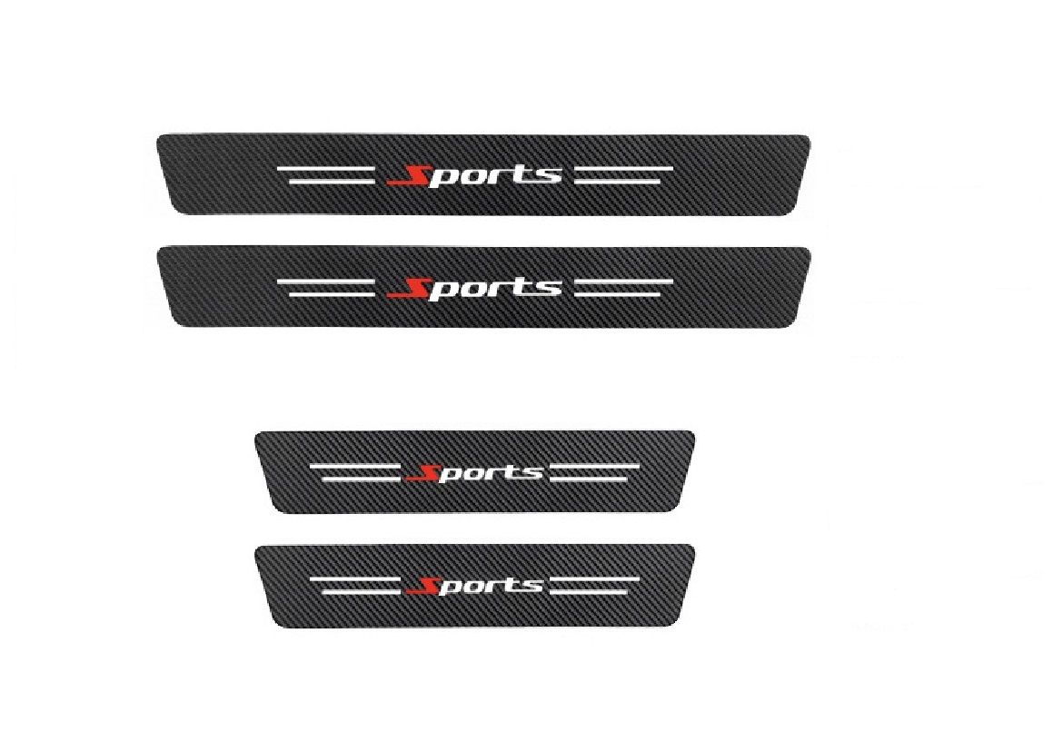 4Pcs Car Door Carbon Fiber Anti Stepping Protection Stickers Sports