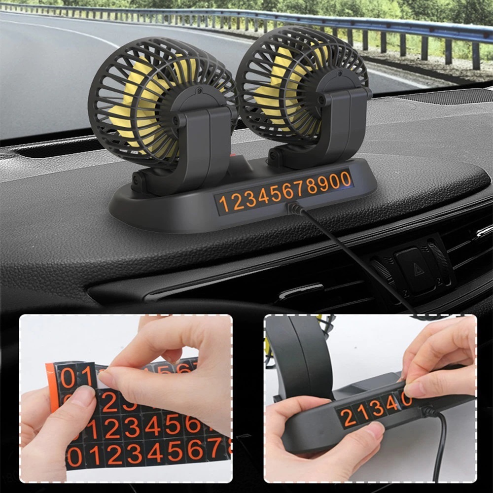 Dual Head Car Fan 2 speed Adjustment Car Cooling Fan Strong Wind Cooling Fan