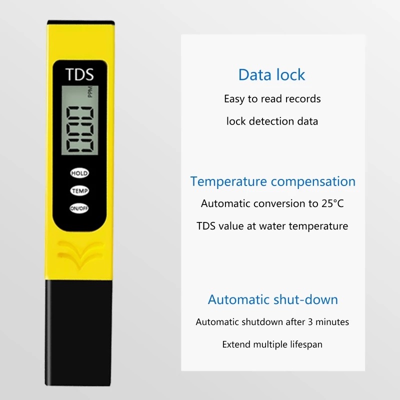 TDS Tester Digital LCD Water Quality Testing Pen for Household Tap Water Swimming Pools Aquarium