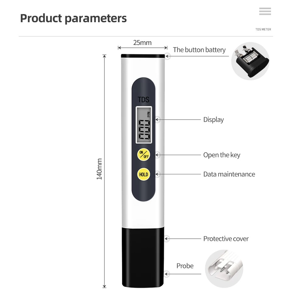 Original DORKIN TDS Water Quality Meter Testing Pen Portable Detection Water Purity and Quality