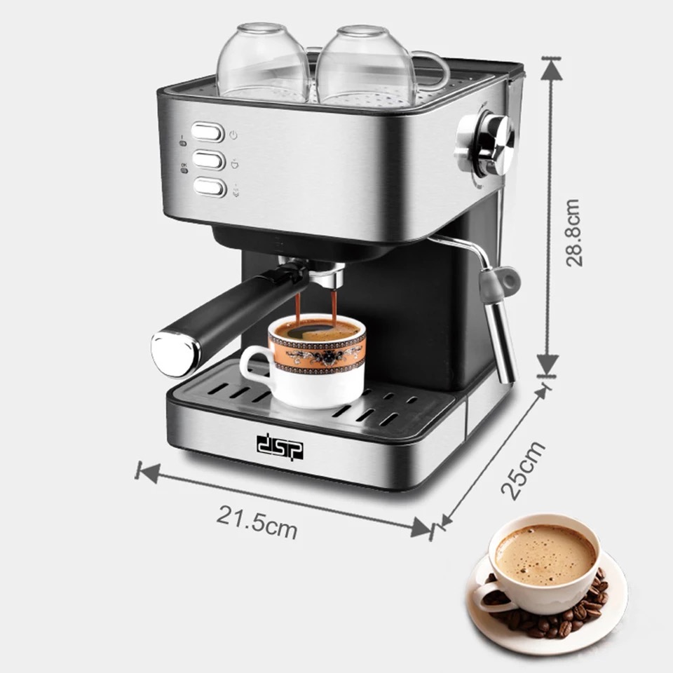 DSP Italian Type Espresso Coffee Maker Machine with Milk Frother Wand for Espresso, Cappuccino, Latte and Mocha