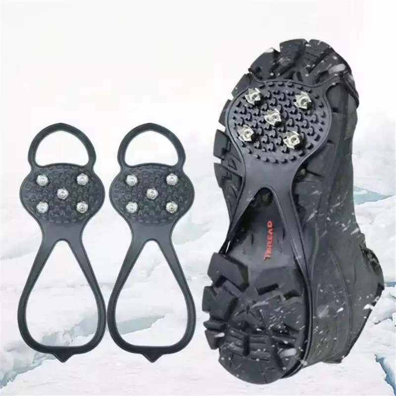 Unisex Men 5 Teeth Ice Gripper for Shoes Crampons Ice Gripper Spike Grips Cleats for Snow Studs Non-Slip Climbing Hiking Covers