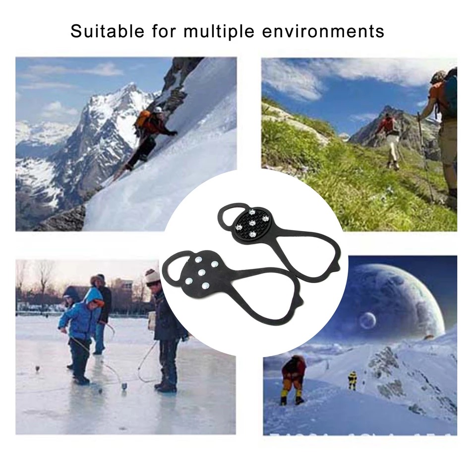 Unisex Men 5 Teeth Ice Gripper for Shoes Crampons Ice Gripper Spike Grips Cleats for Snow Studs Non-Slip Climbing Hiking Covers