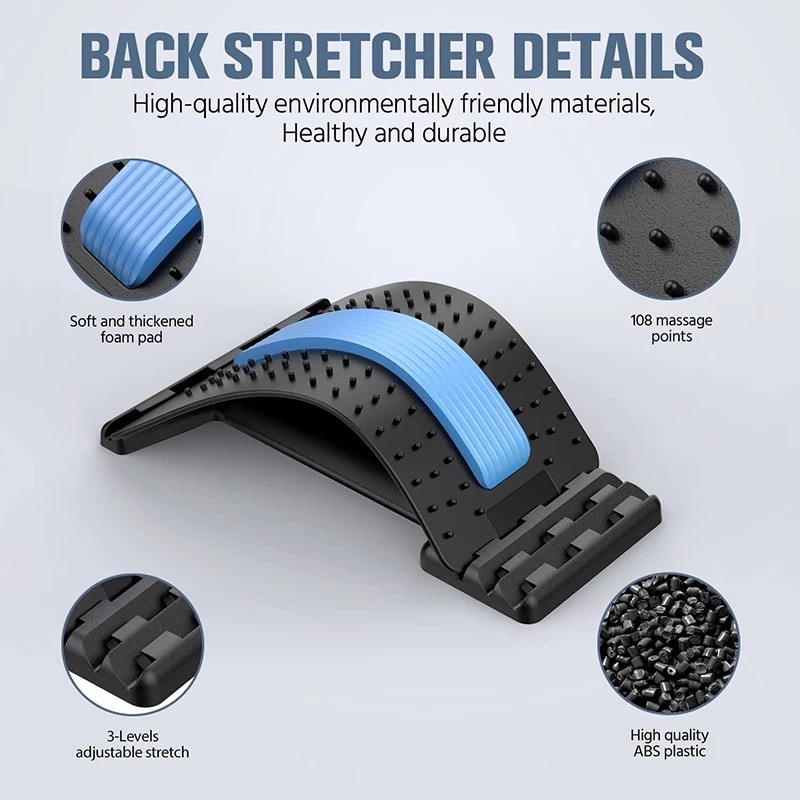 Back Stretcher Magnetotherapy Multi-Level Adjustable Back Massager Waist Neck Fitness Lumbar Cervical Spine Support Pain Relief