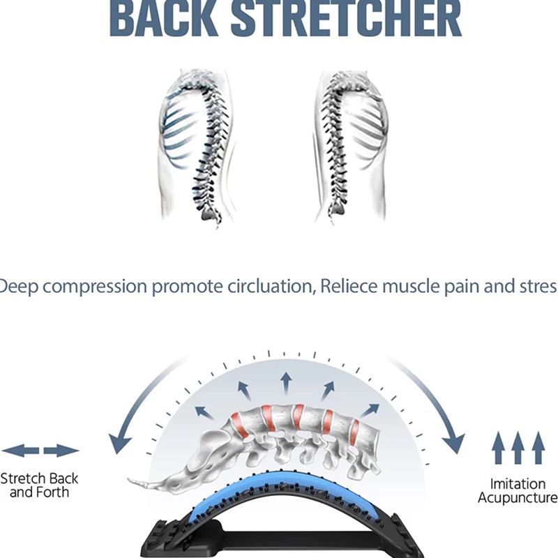Back Stretcher Magnetotherapy Multi-Level Adjustable Back Massager Waist Neck Fitness Lumbar Cervical Spine Support Pain Relief