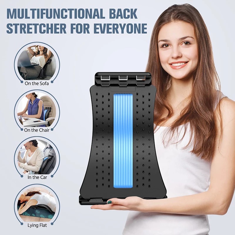 Back Stretcher Magnetotherapy Multi-Level Adjustable Back Massager Waist Neck Fitness Lumbar Cervical Spine Support Pain Relief