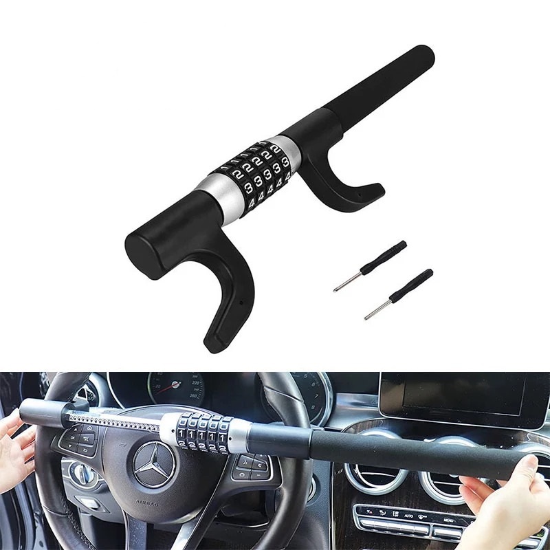 Car Steering Wheel Lock Anti Theft Security Extendable Device Retractable Keyless Password 5 Coded