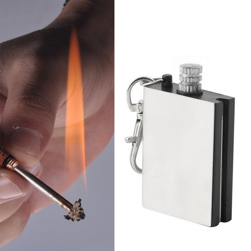 Fire Starter Flint Match Lighter Metal Key Chain