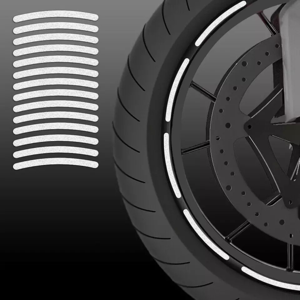 20 Pcs Car Wheel Hub Reflective Sticker Tire Rim Reflective Strips Luminous Sticker for Night Driving White