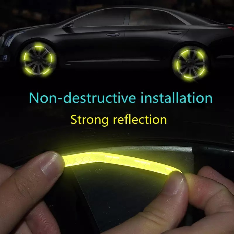 40 Pcs Car Wheel Hub Reflective Sticker Tire Rim Reflective Strips Luminous Sticker for Night Driving Green