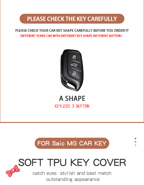 3 Button TPU Car Remote Key Case Cover