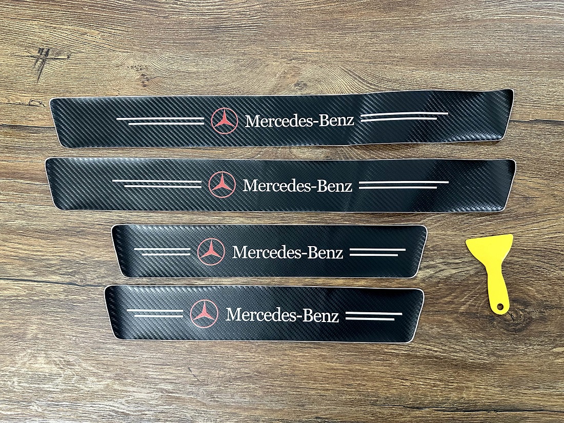 4Pcs Car Door Carbon Fiber Anti Stepping Protection Stickers Mercedes Benz