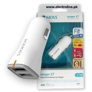 Romoss AU17 Ranger 17 Mini Car Charger 17W 2.4A with 2 Charging Ports and cable