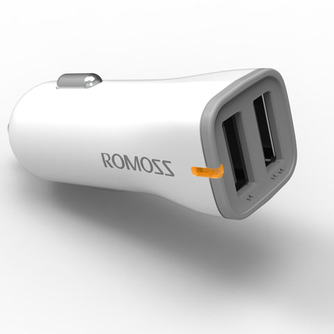 Romoss AU17 Ranger 17 Mini Car Charger 17W 2.4A with 2 Charging Ports and cable