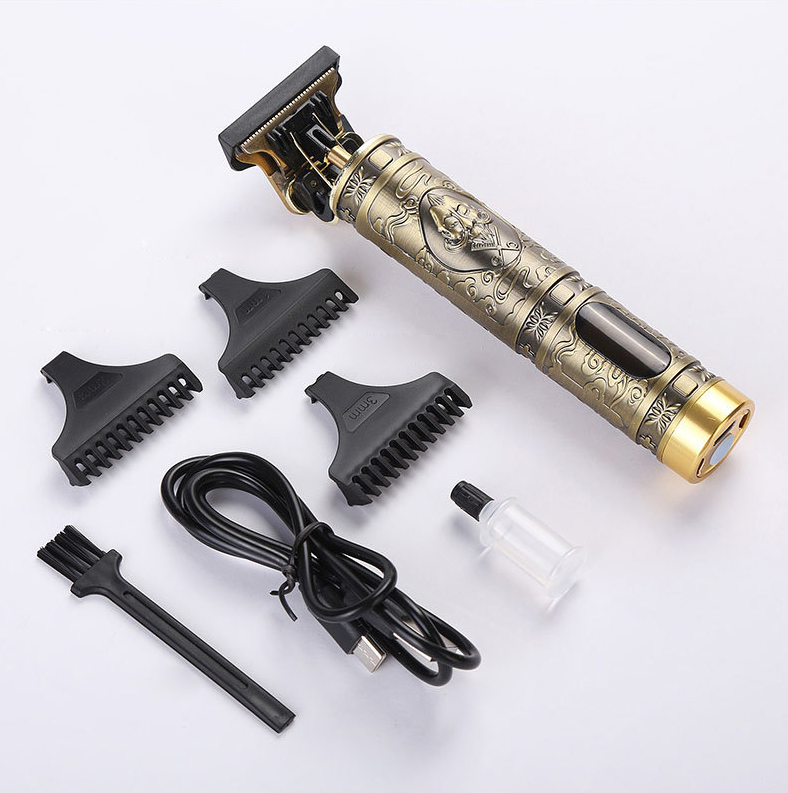 Professional Vintage T9 Golden Dragon Hair Trimmer Metal RECHARGEABLE Electric Hair CLIPPER Cutting Machine Professional Hair Barber Trimmer For Men CORDLESS steel body