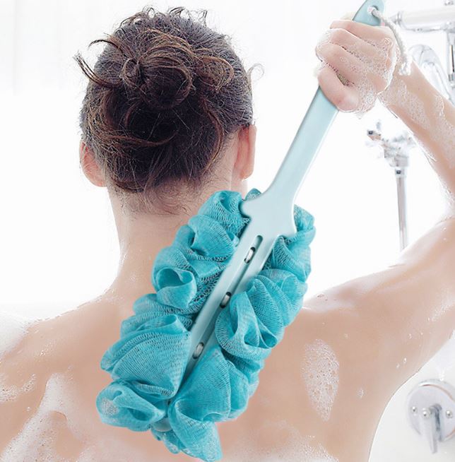 Long Handle Hanging Soft Mesh Back Body Bath Shower Scrubber Brush Sponge for Bathroom Shower Brush