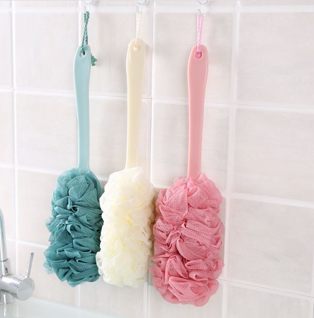 Long Handle Hanging Soft Mesh Back Body Bath Shower Scrubber Brush Sponge for Bathroom Shower Brush