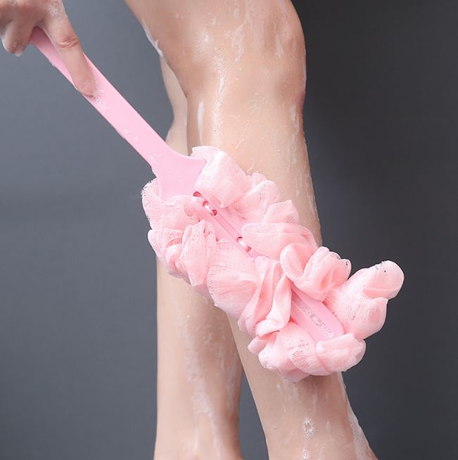Long Handle Hanging Soft Mesh Back Body Bath Shower Scrubber Brush Sponge for Bathroom Shower Brush