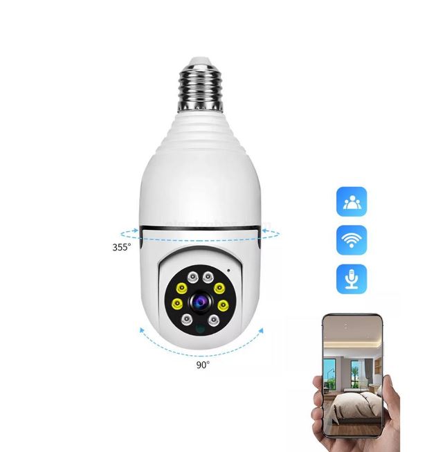 PIX-LINK IPC App Bulb camera 1080p WIFI 360 Degree Panoramic Night Vision Two-Way Audio Motion Detection